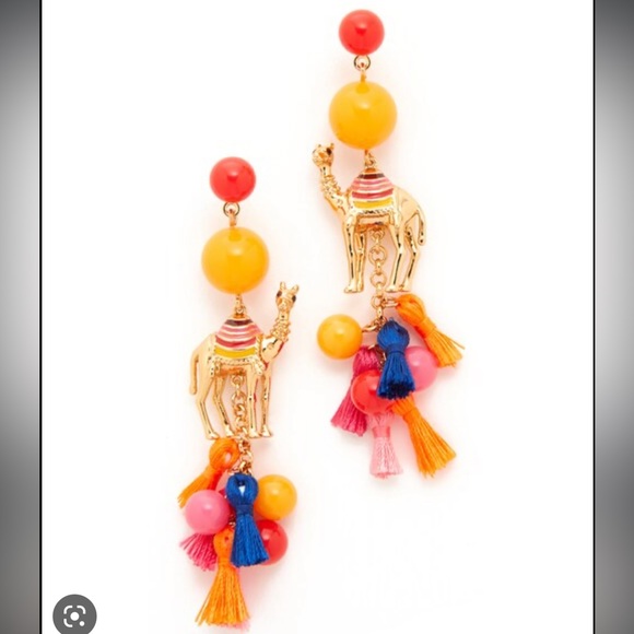 ISO IN SEARCH OF Kate Spade Spice Things Up Camel Earrings With Tassels Pom Pom - Picture 2 of 2